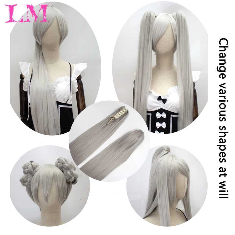 Long straight clip in ponytail hair extension synthetic ponytail black purple red hair role-playing wig party synthetic wig W240817