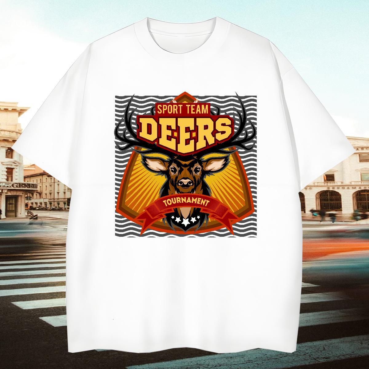 Cool T Shirts Men deer Breathable Summer Casual Custom Printed 100% Cotton 230g Tshirt for Man Woman New Tops Tees