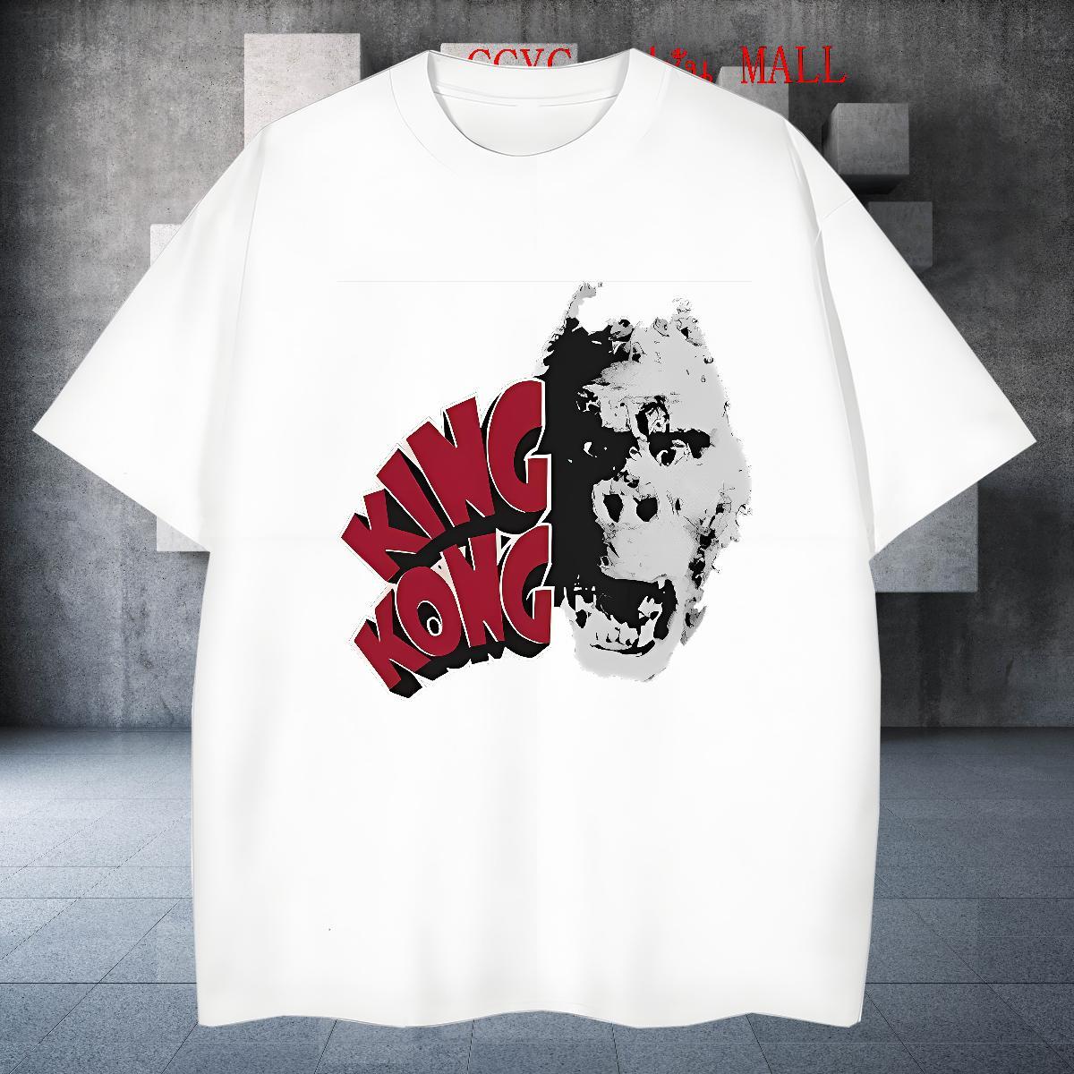 Fashion Casual scary Men Clothes T-Shirt 230g Pure Cotton T Shirts Men Custom Print Oversized High Street Hip Hop Breathable Crew Neck Cool Design Tee