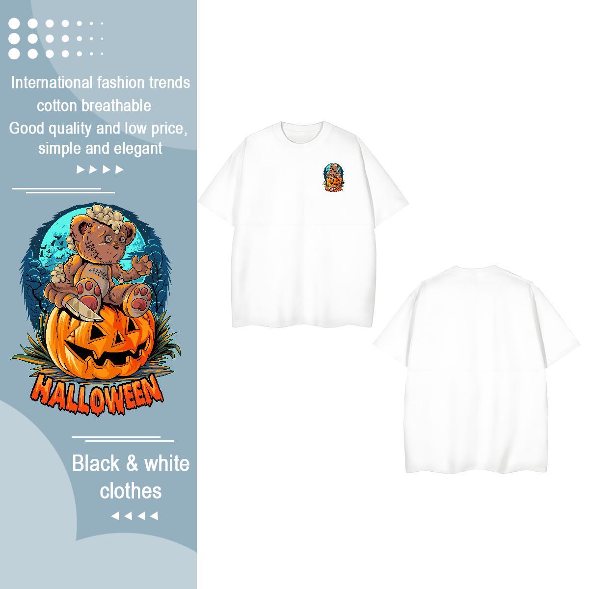 DIY Customized Men Clothes T-Shirt pumpkin Home Outdoor 230g Pure Cotton Tshirts O-Neck Short Sleeve TOP Quality T Shirts Men Custom Anime