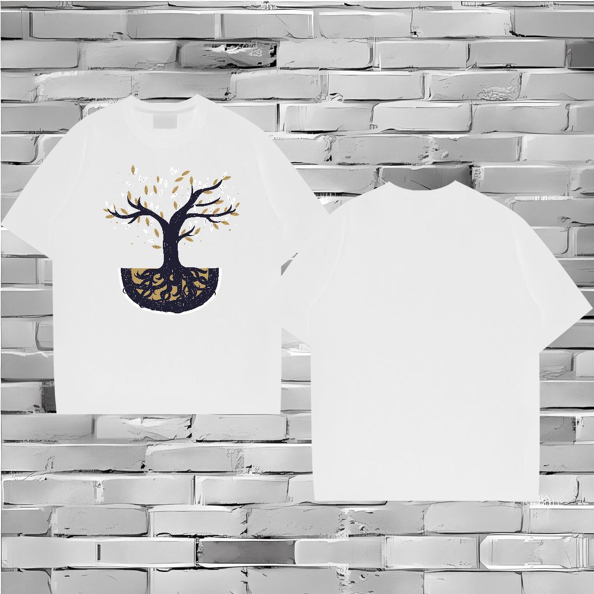 2024 Designer Tshirts tree Daily Outfit 230g Pure Cotton Tops Crew Neck Breathable Brand T Shirt For Man Custom Printing