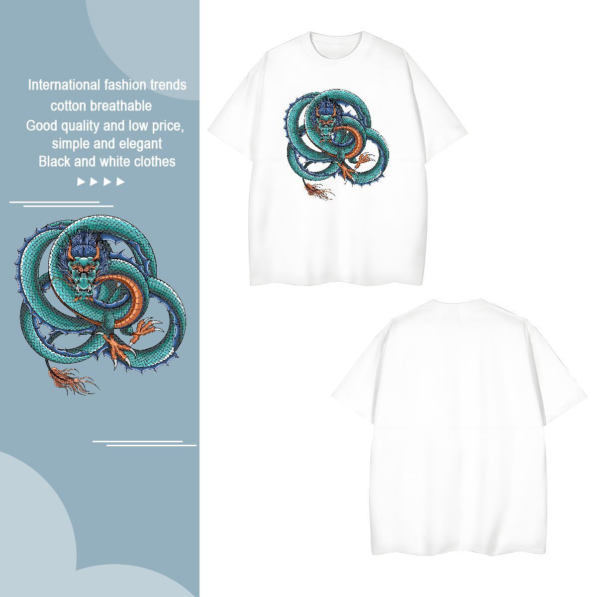 T-Shirts 100% Cotton 230g dragon Anime Printing Street Breathable Soft Plus Size Custom Men Tshirts Classic TOP Quality Clothes