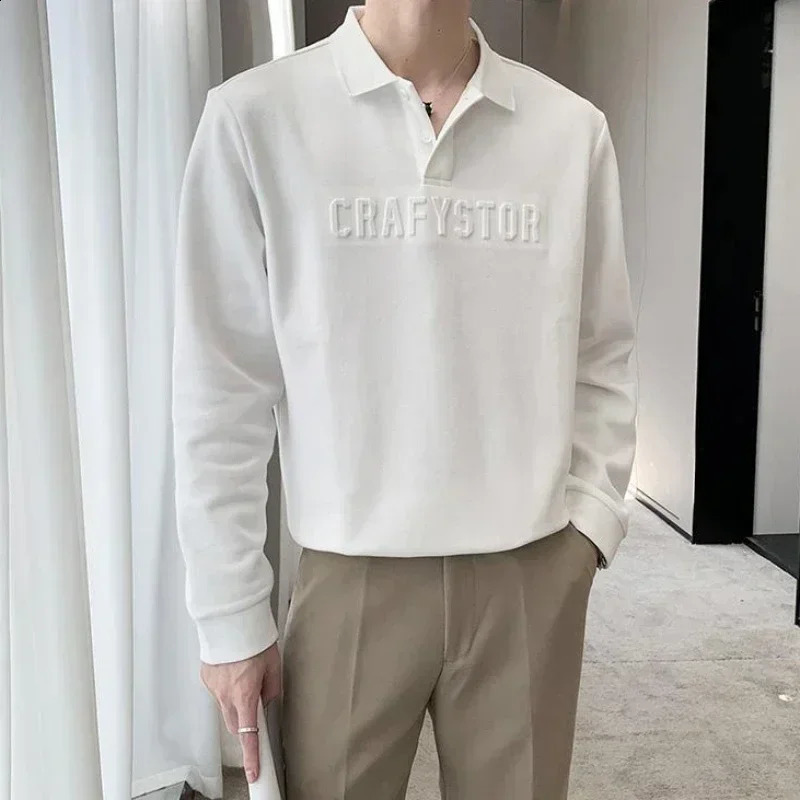 Top Printed Letter T Polo Shirt for Man Sweatshirts Mens Clothing White Unicolor Plain Long Sleeve A Harajuku Fashion Social It 240820