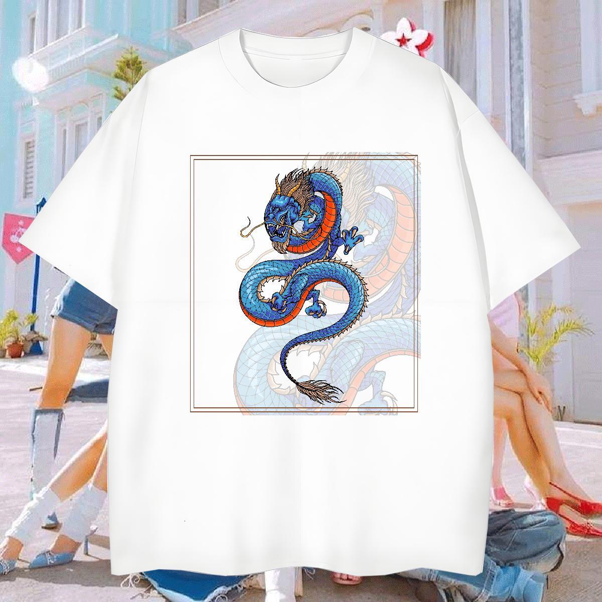 Men T Shirts 230g Pure Cotton dragon Street wear Hip Hop Crew Neck Breathable Asian Size Tshirt for Man Woman Free Shipping Classic Clothings