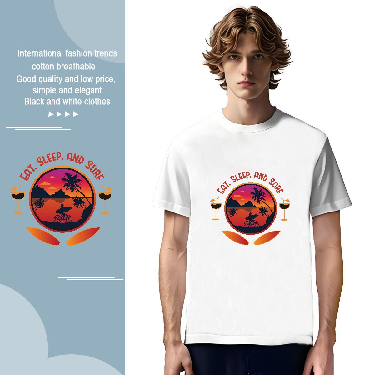 Popular sunset glow 100% Cotton 230g Mens Tshirts Summer Casual Breathable Crew Neck T Shirts Men Designer Fashion Custom Anime Wear