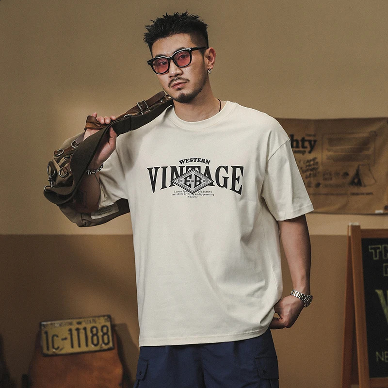 Summer Japanese Street Loose Tshirt Mens Slim Fit Elastic Fashion Edition Printed Round Neck Casual Top 240819