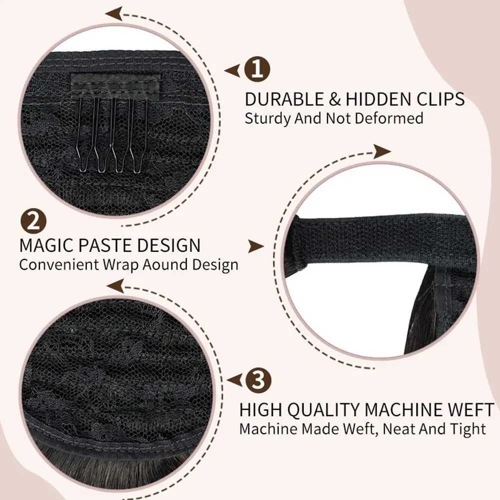 Ponytail long human hair straight clip style ponytail human hair extension full length wrapped ponytail hair extension soft W240817
