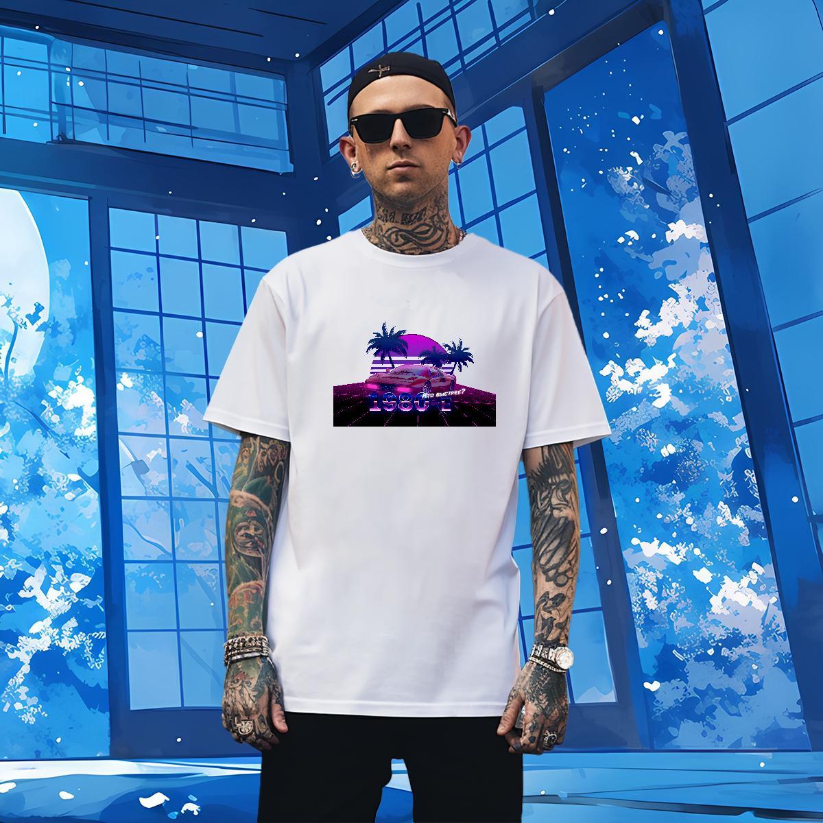 Free Shipping car T shirt Sport Men Tees 230g Cotton New Designer Pure Cotton DIY Anime Polos