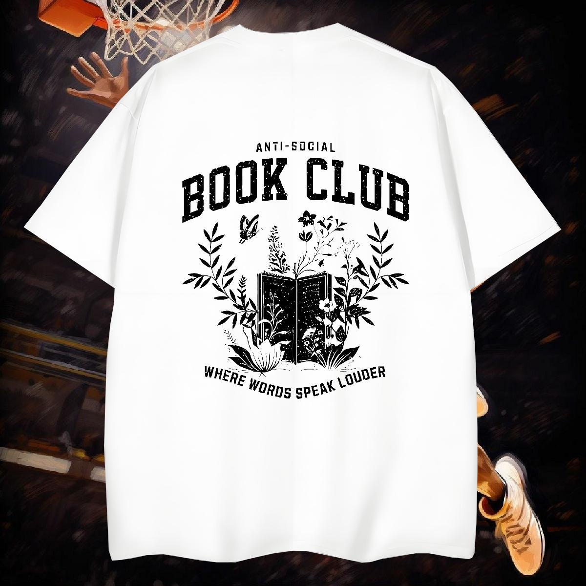 Mens T Shirts 100% Cotton 230g book Casual Daily Wear Crew Neck Skull Couples T Shirts Fashion Popular Tops Tees