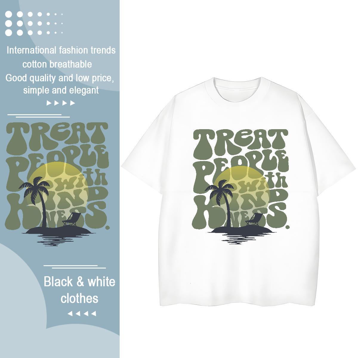 Free Shipping Men Tees tree Street Wear 100% Cotton 230g Tops Shirt Breathable Crew Neck Comfortable T-Shirts Anime
