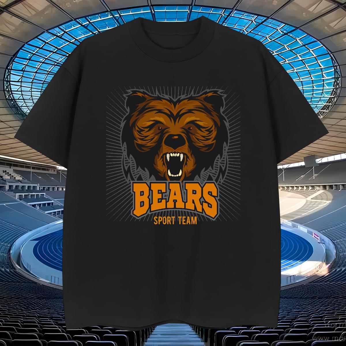 Brand T shirt bear Short Sleeve O-Neck Sports Casual Oversized 230g 100% Cotton Men Clothes T-Shirt New Tops Tees