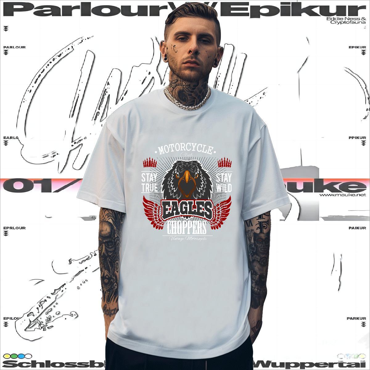 Free Shipping T Shirt For Man eagle Breathable Crew Neck Casual Oversized 230g Pure Cotton Men Tees 2024 DIY Clothes