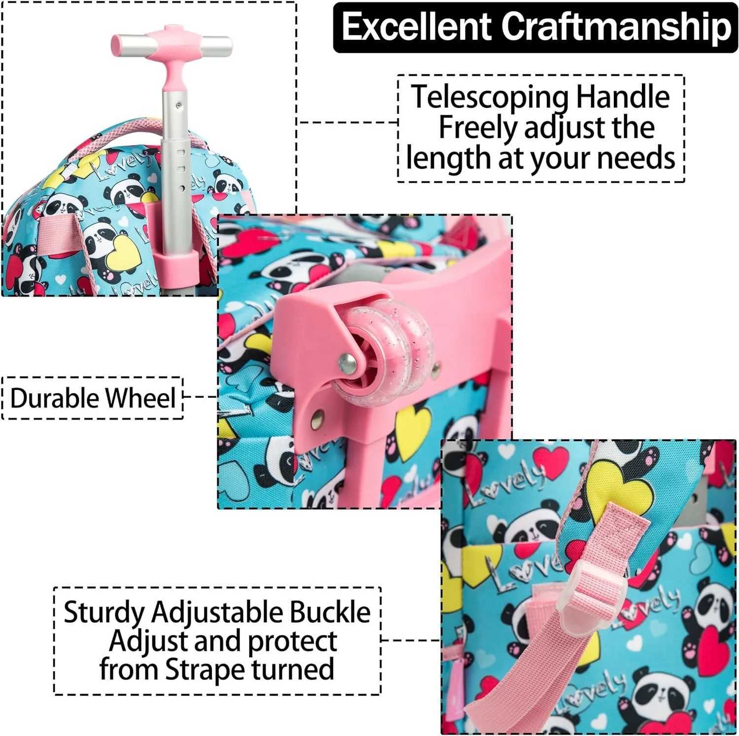 School Wheeled Backpack for Girl Boys Rolling Backpack School Bags with Lunchbag Children School Backpack with Wheels Y240820