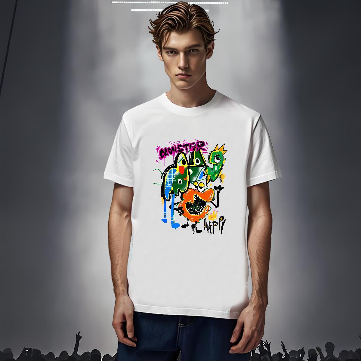 T-Shirts for Men 230g 100% Cotton cartoon Anime Printing Street Breathable Short Sleeve Graphic Men Tshirts Fashion Designer Free Shipping Tees Shirts