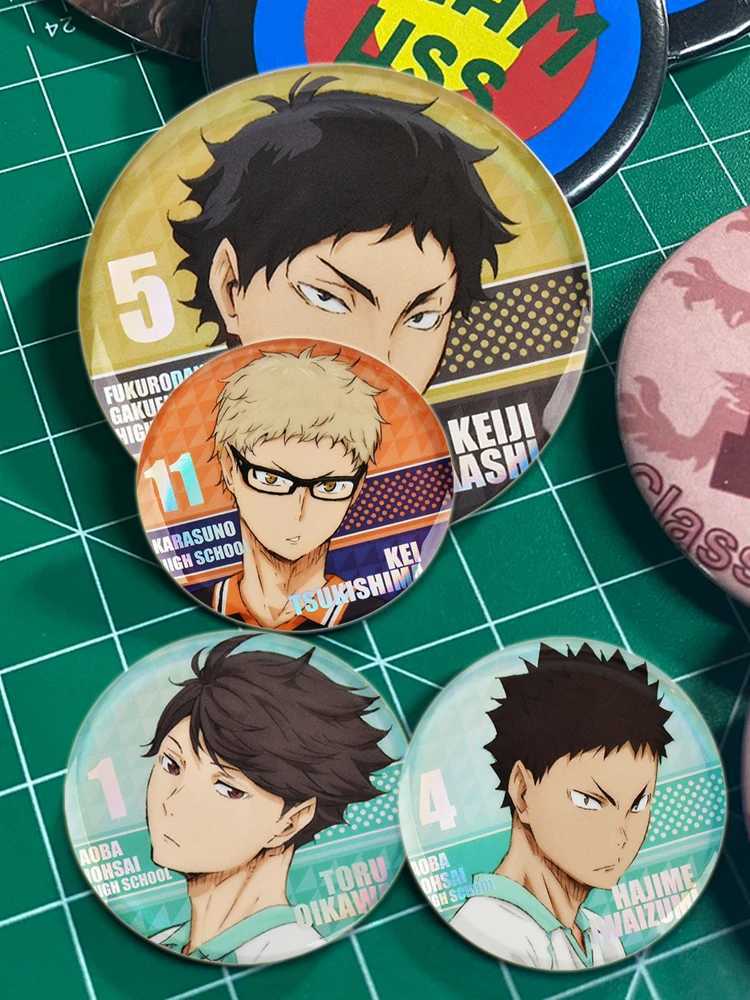 32/44/58mm Anime Haikyuu tinplate brooch picture icon badge handmade brooch for backpack clothing DIY gift W240815