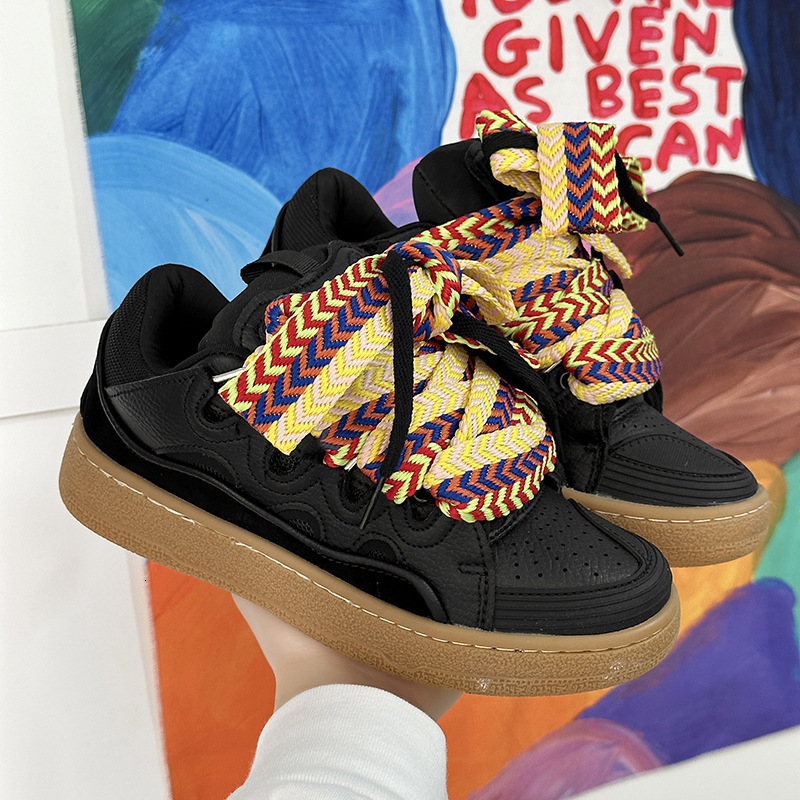 shoes for couples, niche, thick bread sneakers, trendy rubber soles, latex insoles