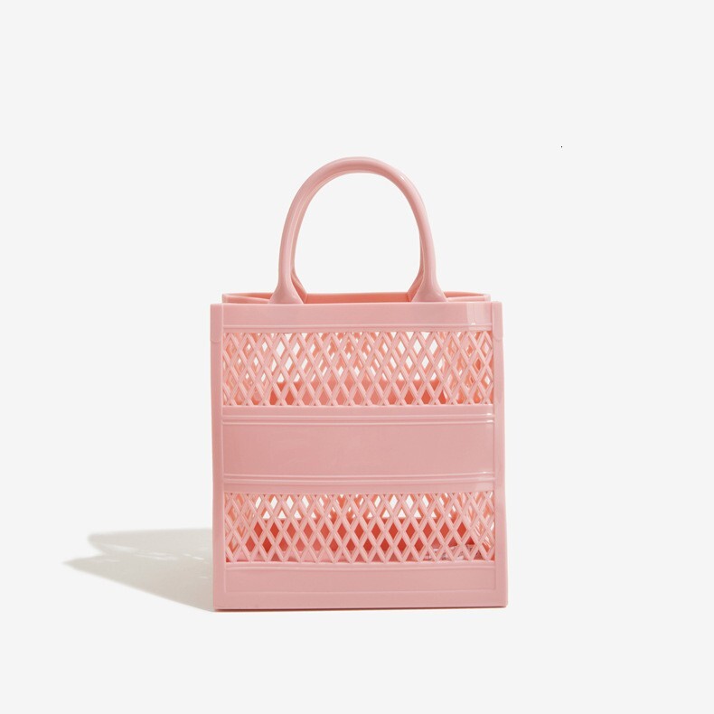 PVC Barbie Jelly Fashionable Versatile Soft Handle Vegetable Basket, Anti Dirty and Easy to Wash Summer Handheld Women's Bag