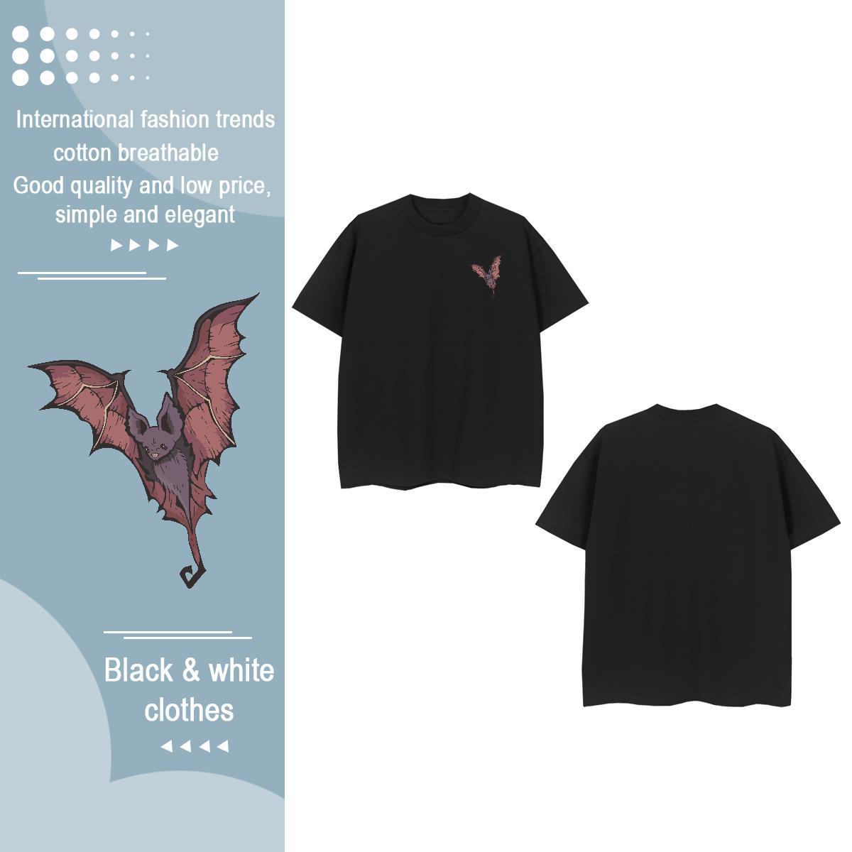 Free Shipping Couples T Shirts bat Hip Hop 230g Cotton Clothings Short Sleeve O-Neck Classic T-Shirts for Men Custom Cartoon