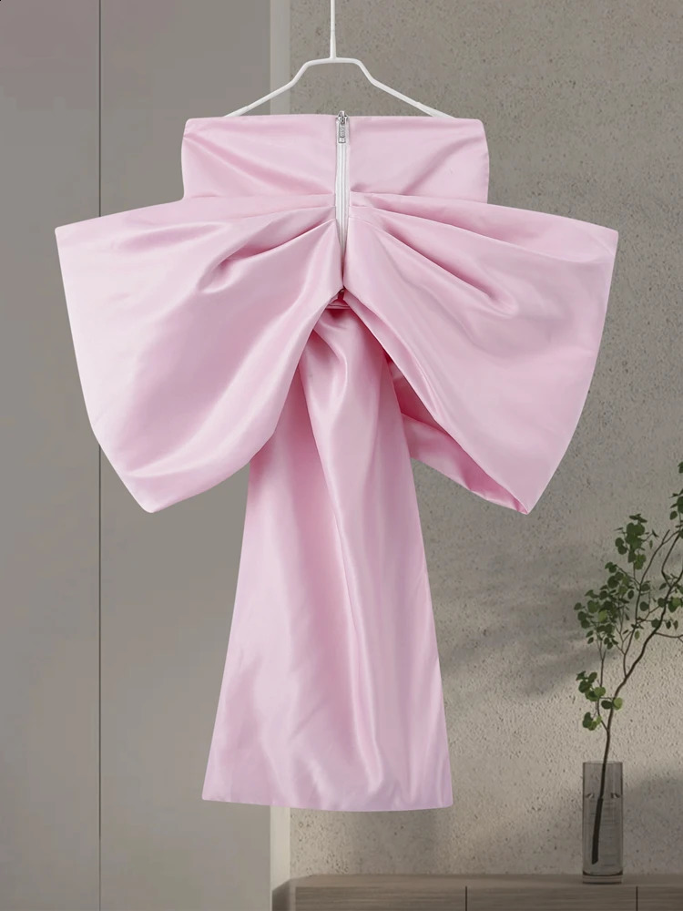 Elegant satin womens top sexy backless pleated bow lace streetwear womens shirt 2024 spring/summer party shoulder top 240820