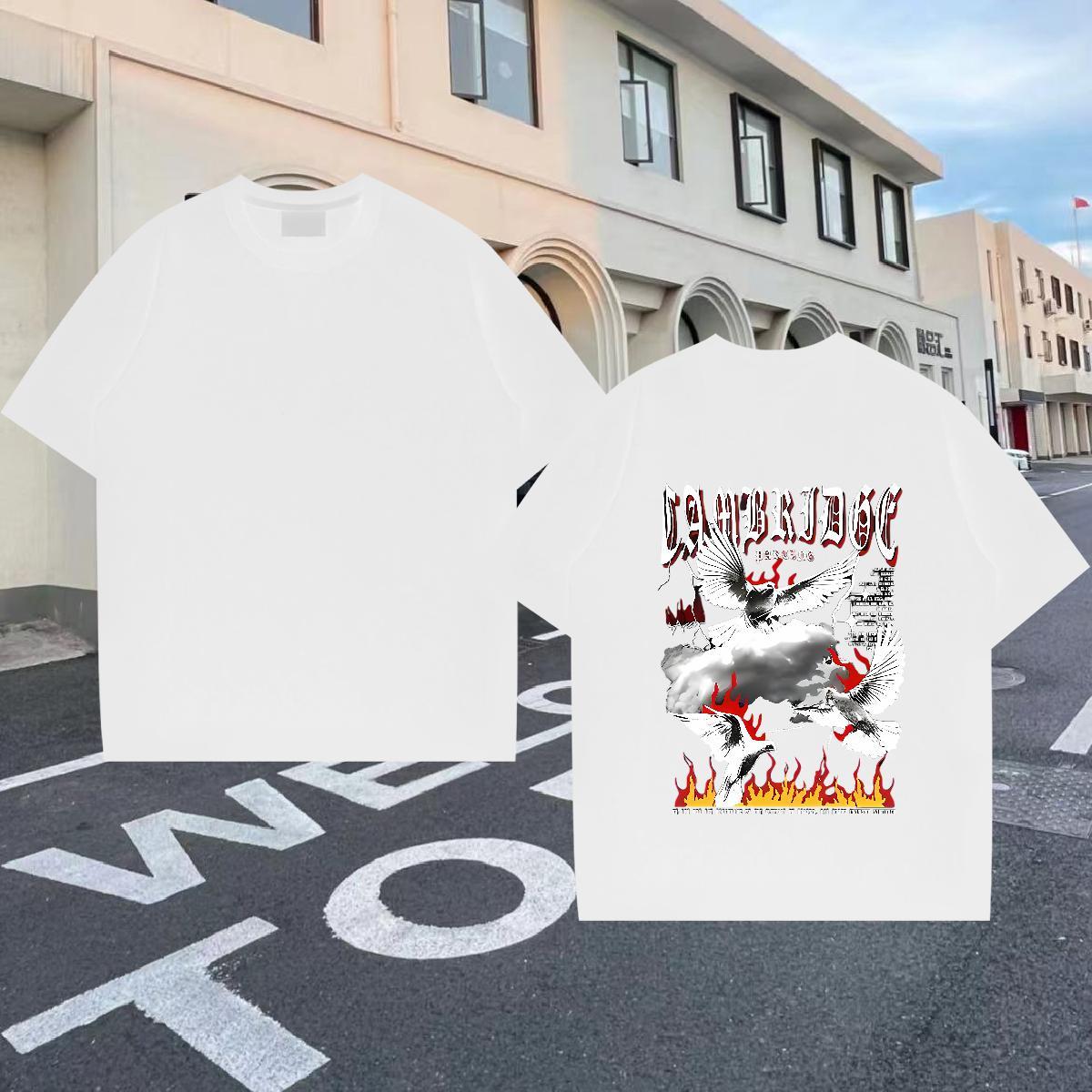 2024 DIY Couples T Shirts eagle Home Outdoor 230g Pure Cotton Wear Breathable Crew Neck Wholesale T-Shirts for Men Oversized 4XL