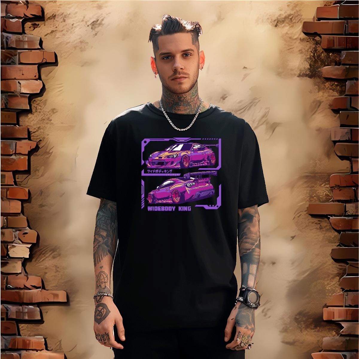 Cool car 100% Cotton 230g Tshirts Street Wear O-Neck Short Sleeve T-Shirts for Men Stylist Custom Cartoon Tops Tees