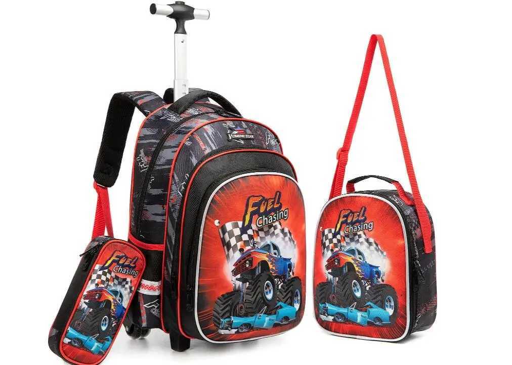 Kids Backpack with Wheels 3 pcs School Rolling Backpack for Girl Roller Backpack On Wheels Elementary Students Carry on Trolley Y240820