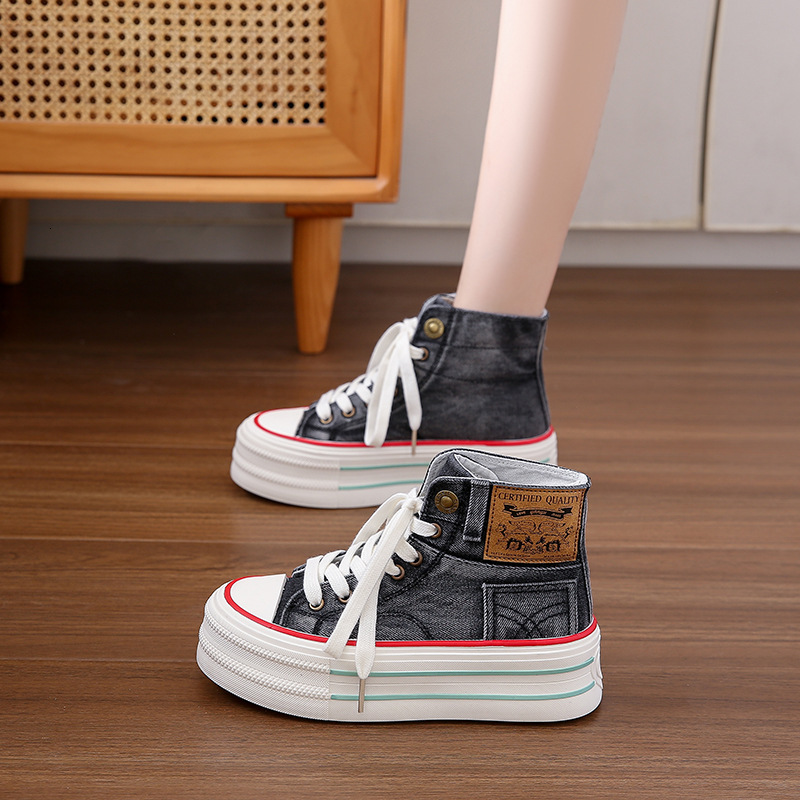 Ddmysports Canvas Children S Autumn New Korean Edition Ins Female Student Casual Igh Top Versatile Thick Bottom Cloth Shoes BR OUTDOOR