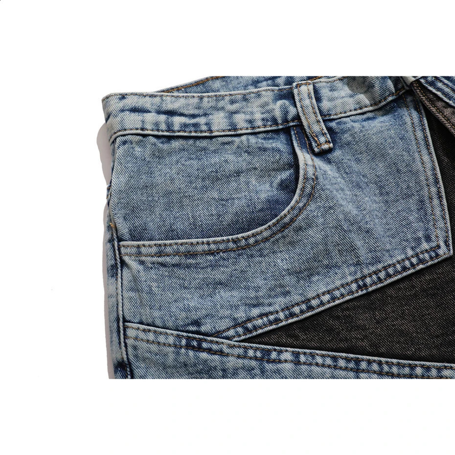 Streetwear Harajuku denim shorts mens patch workwear oversized hiphop blue jeans summer casual loose 240819