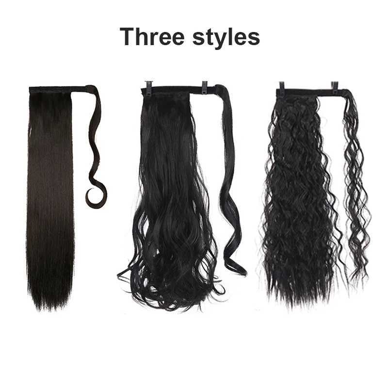 Chunjiang Synthetic 24 inch long curly hair with a ponytail clip wrapped around the hair natural ponytail extension wavy wig straight wig W240817