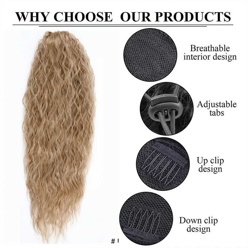 26 wavy ponytail hair extension combined with long wavy brushed clip hair extension heat-resistant fiber ponytail wig W240817