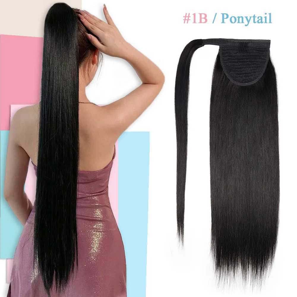 Straight ponytail human hair extension wrapped around the ponytail 100% Brazilian Remy hair ponytail extension W240817