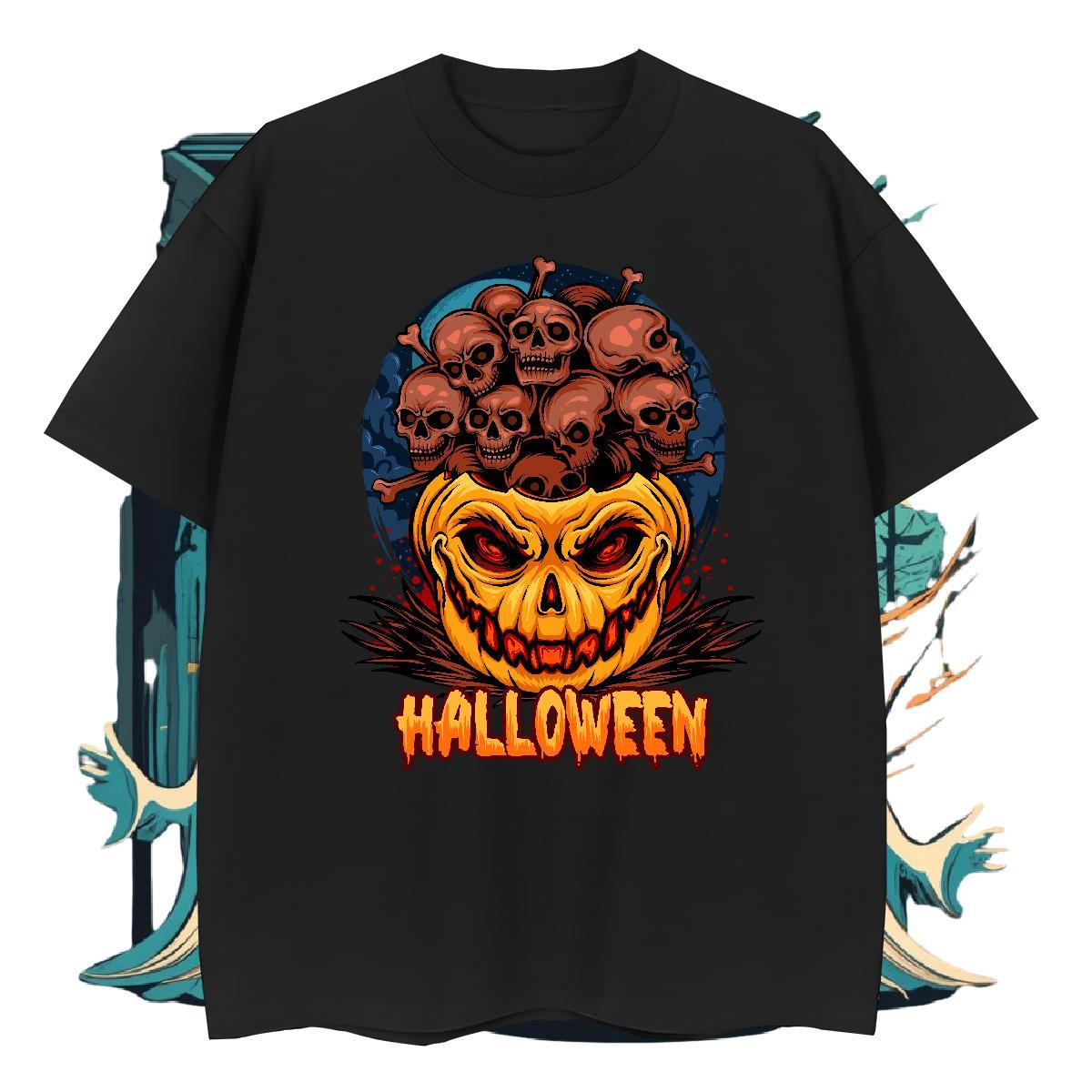 DIY pumpkin Couples T Shirts 230g Pure Cotton T Shirts Men Oversized Sports Casual Short Sleeve Soft Popular Clothes