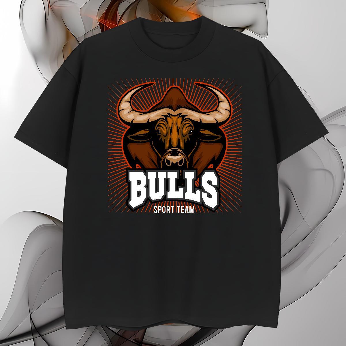 Loose Fit T Shirt For Man bull Crew Neck Street DIY Anime 230g Pure Cotton Men Clothes T-Shirt Fashion Design Tee Shirt
