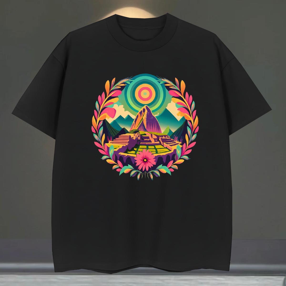Brand Mens Tshirts Home Outdoor 100% Cotton 230g Black Oversized O Neck Short Sleeves mountains T Shirts Men DIY Tees Shirts