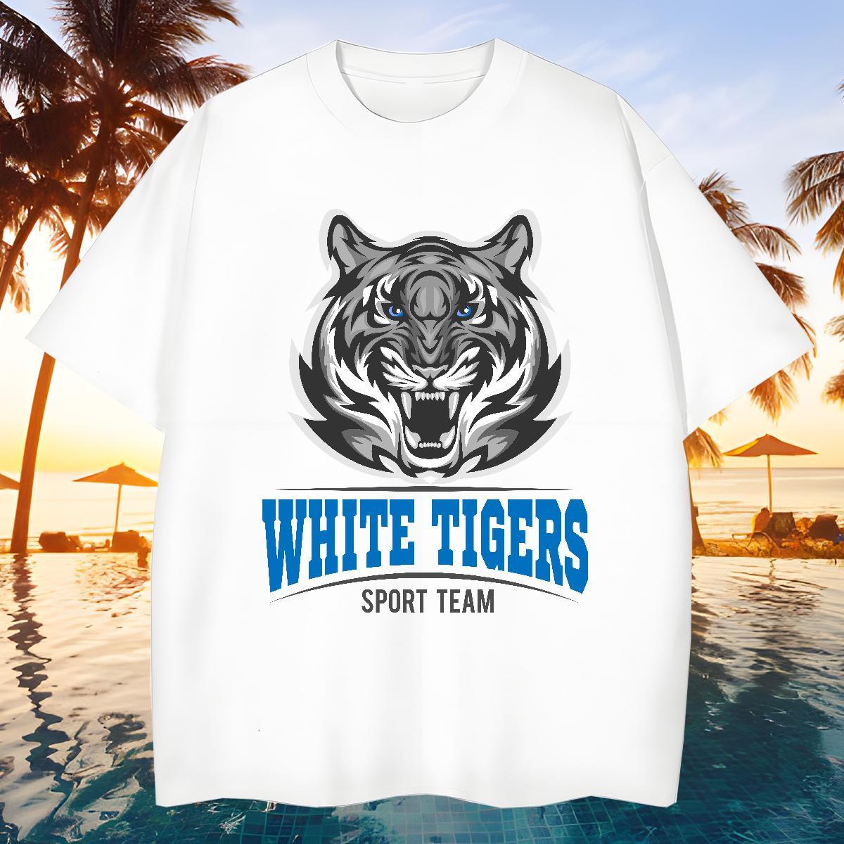 Cool Design T-Shirts for Men tiger Short Sleeve O-Neck Anime Printing Street Custom Print Oversized 100% Cotton 230g Tshirt for Man Woman Classic Tee 
