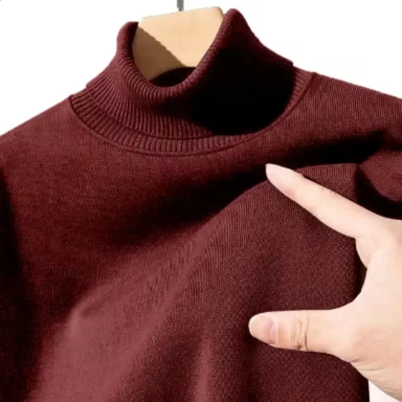Mens autumn and winter casual high neck long sleeved street sweater solid color floral knitted 240819
