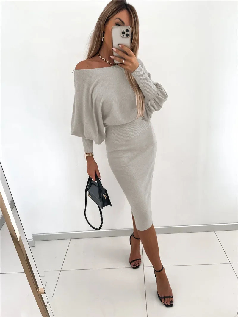 Spring Knitted Womens Dress Sexy Black Long Sleeve Bandage Midi Dresses Winter Fashion Skinny Elegant Ladies Clothes 240819