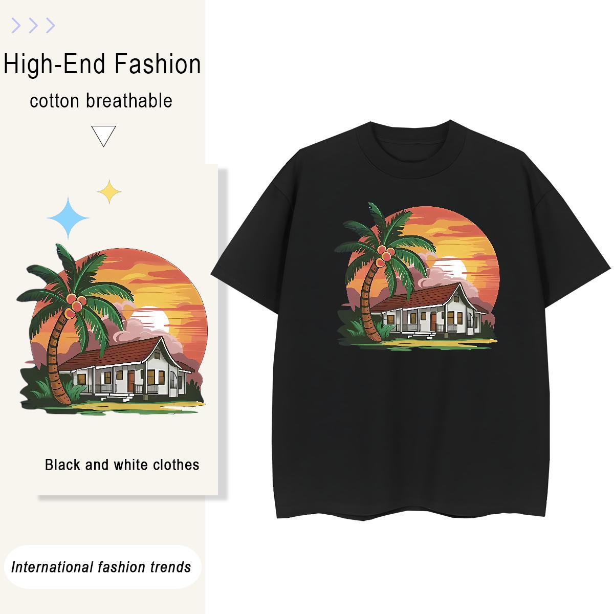 2024 New Tshirts tree Summer Casual 230g 100% Cotton Tops Shirt Breathable Crew Neck High Quality Mens T Shirts Custom Printing