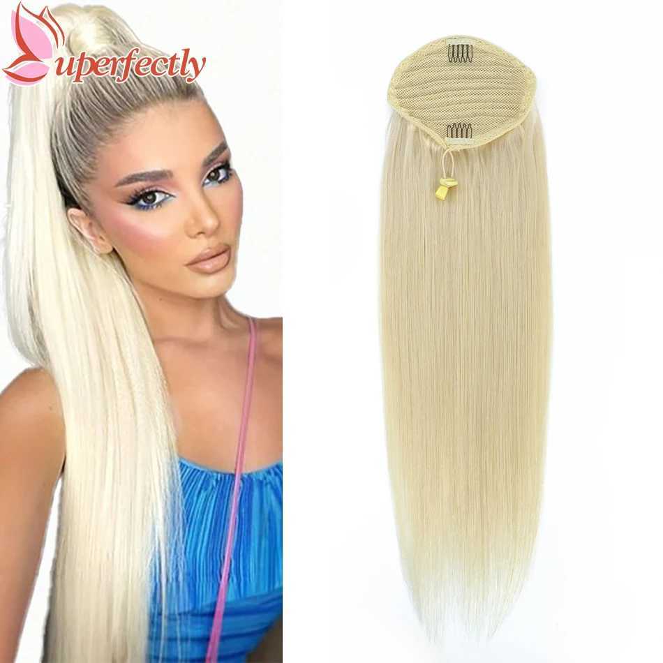 Perfect brushed ponytail clip on hair human hair straight ponytail extension honey blonde Brazilian Remy hair W240817