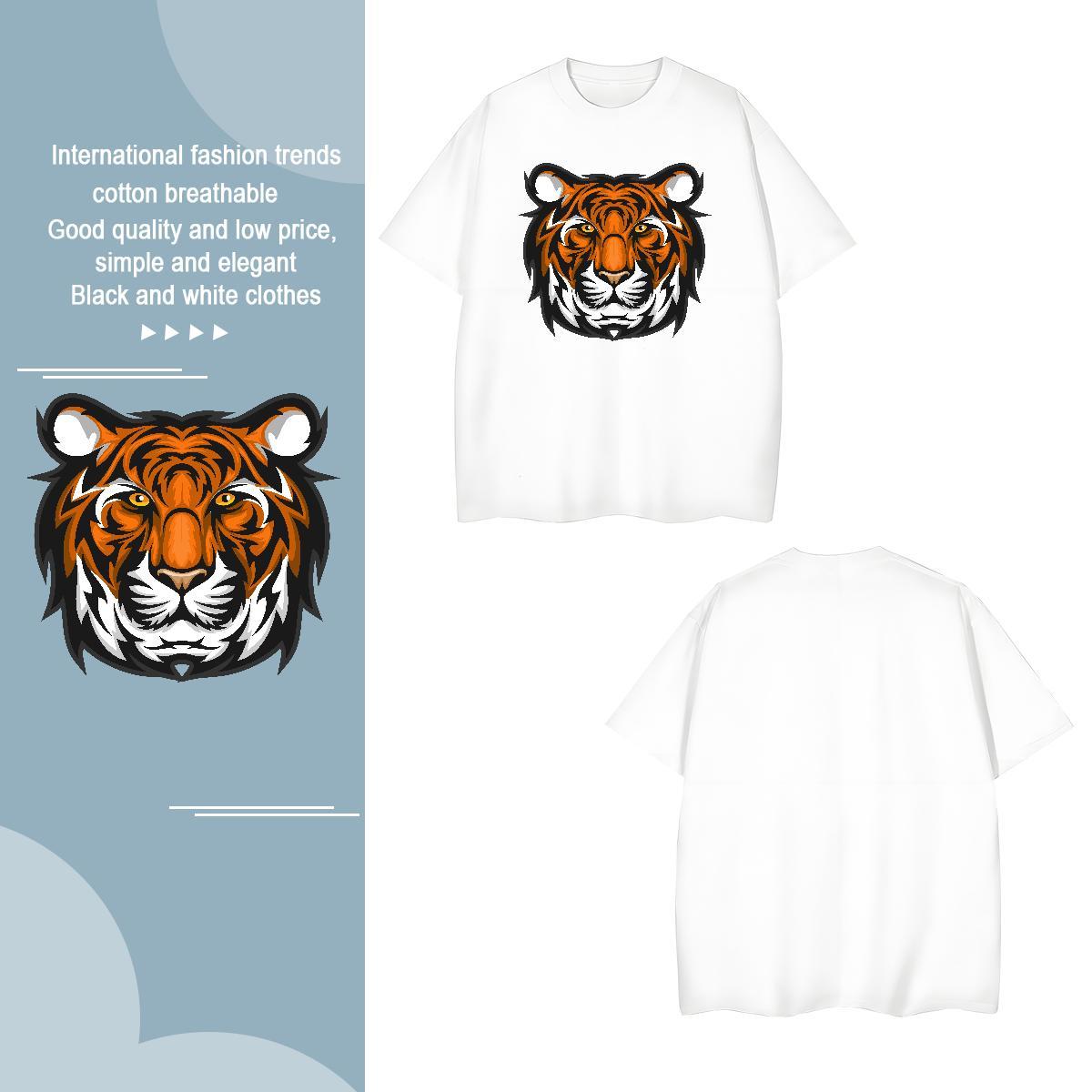 Cool Design T shirt tiger Crew Neck Breathable Summer Casual Custom Anime 100% Cotton 230g Tshirts Fashion Casual Tees Shirts