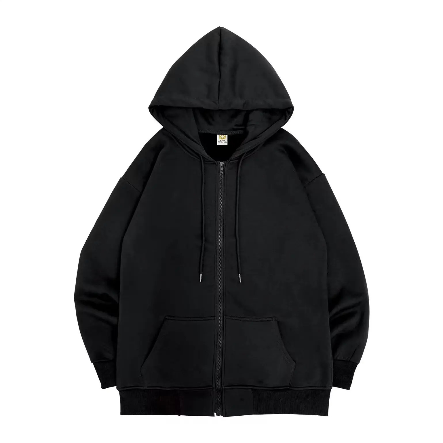 Retro mens hooded sweatshirt with zipper long sleeved loose jacket Harajuku casual gothic Y2K streetwear 240819