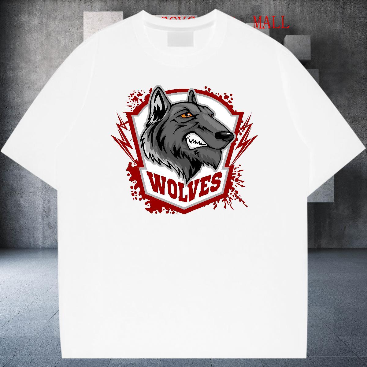 Cool Design T-Shirts wolf Short Sleeve Soft Hip Hop Floral Print 100% Cotton 230g Mens Tshirts Classic Tops Tees