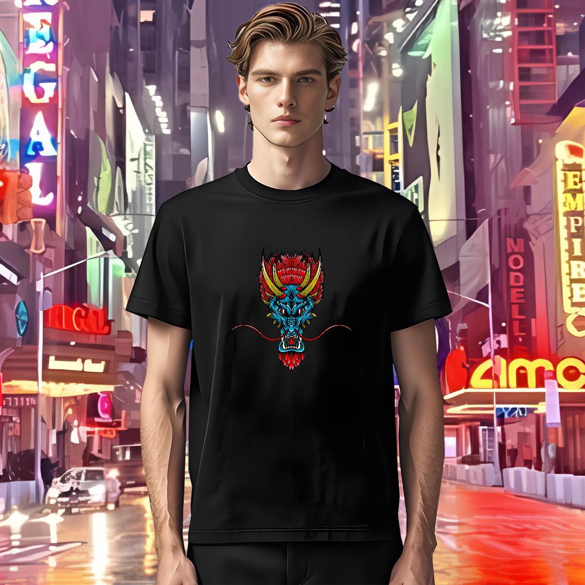 Man T Shirts 230g Cotton fierce Daily Wear Crew Neck Custom Printed Tshirts Fashion Brand Clothings
