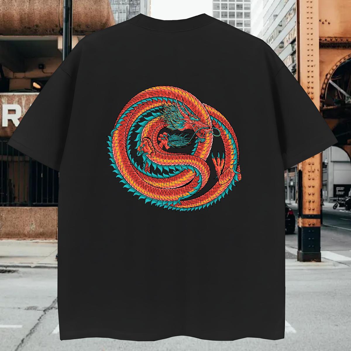 T shirt 230g 100% Cotton dragon Sport Breathable White Plus Size Men Tees Customized Comfortable Tees Shirts