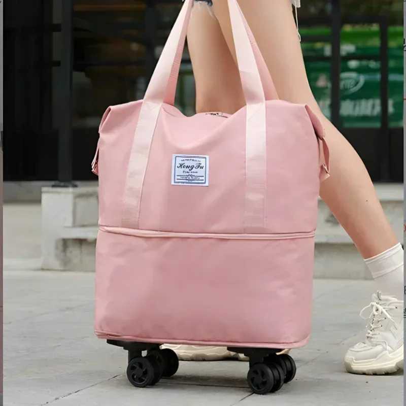 Luggage Bag with Wheels Dry and Wet Separation Large Capacity Fitness Yoga Bag Portable Travelling Clothes Storage Bag CL240820