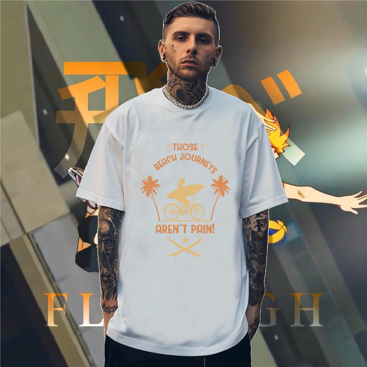 Soft beach 100% Cotton 230g Men Clothes T-Shirt Spring Summer Breathable Short Sleeve T Shirts Men New Skull Top Tees