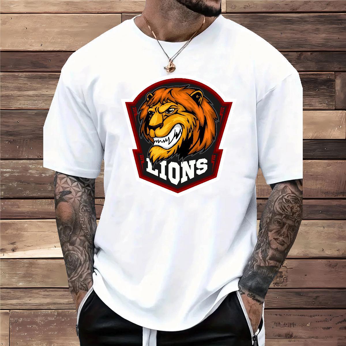 Designer Man T Shirts lion Short Sleeve O-Neck Casual Custom Cartoon 230g Pure Cotton Tshirt for Man Woman DIY Customized Tshirts