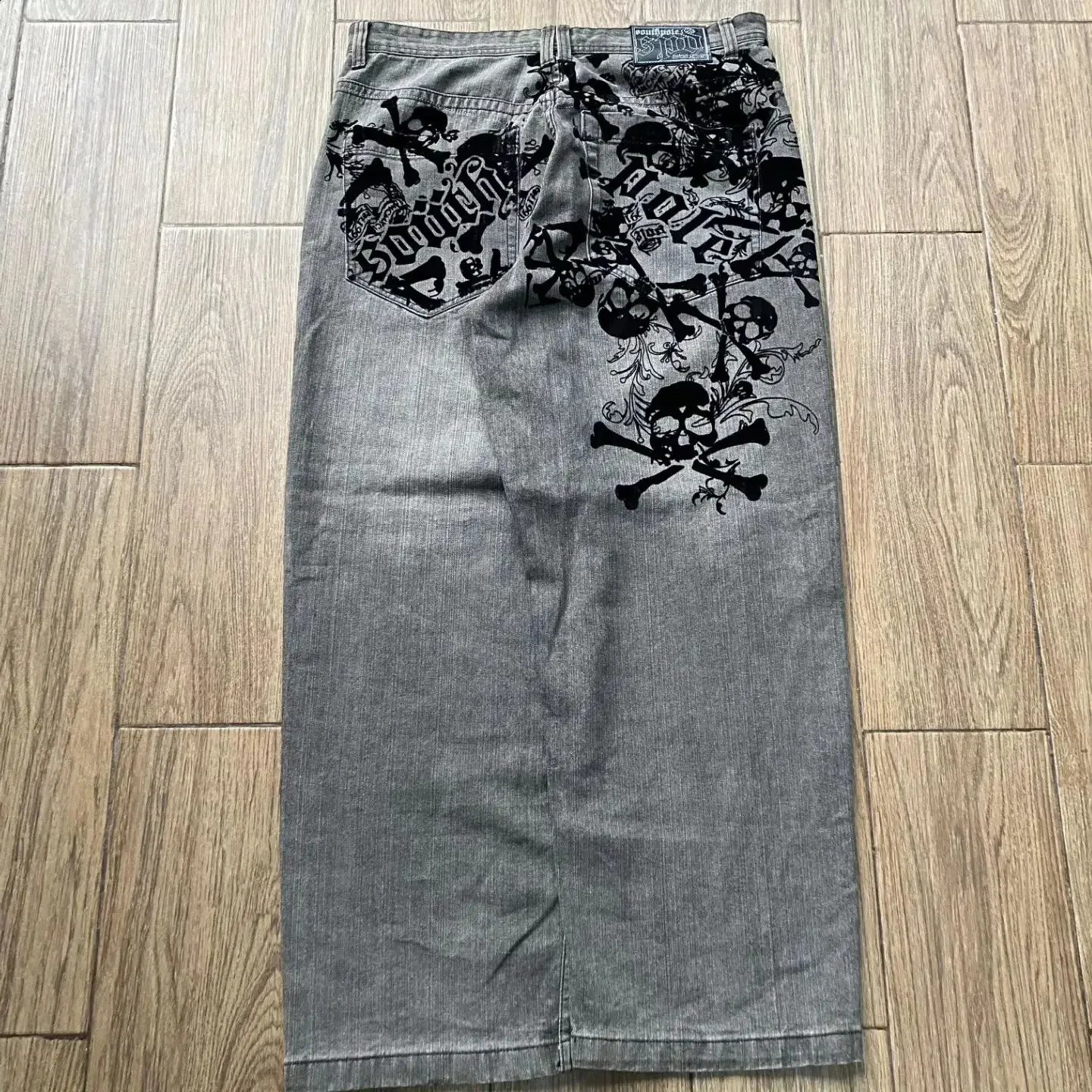 retro Antarctic jeans with skull watermark loose jeans for men and women Y2K Harajuku Gothic hip-hop skateboard pants for street wear 240820