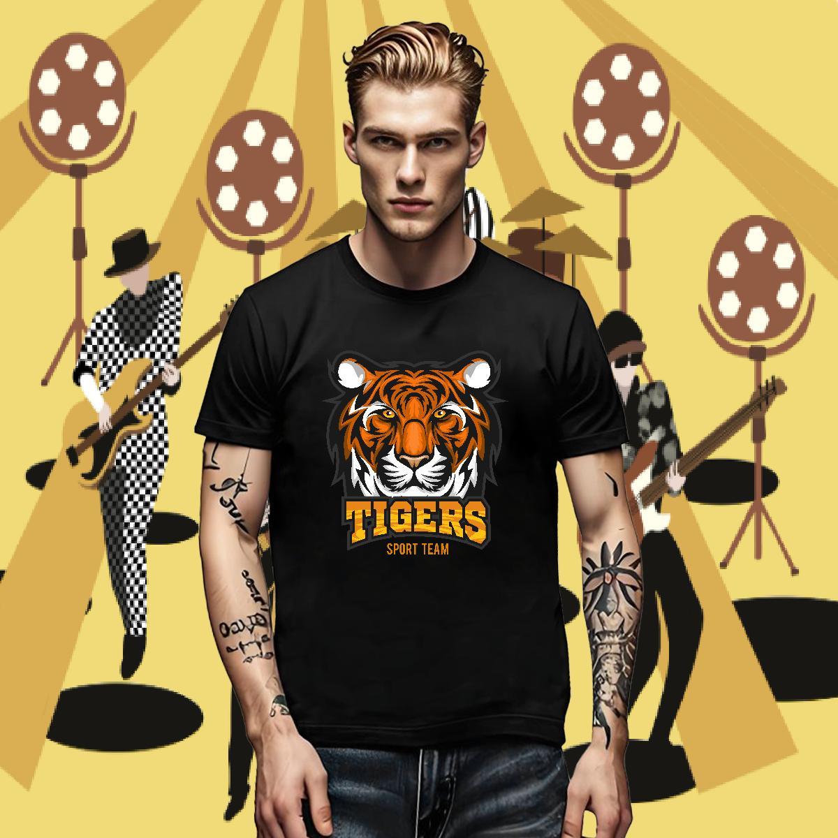 Factory Direct Men Tshirts tiger Casual Daily Wear 230g 100% Cotton Tee Shirt Breathable Soft Popular T Shirts Men Black White