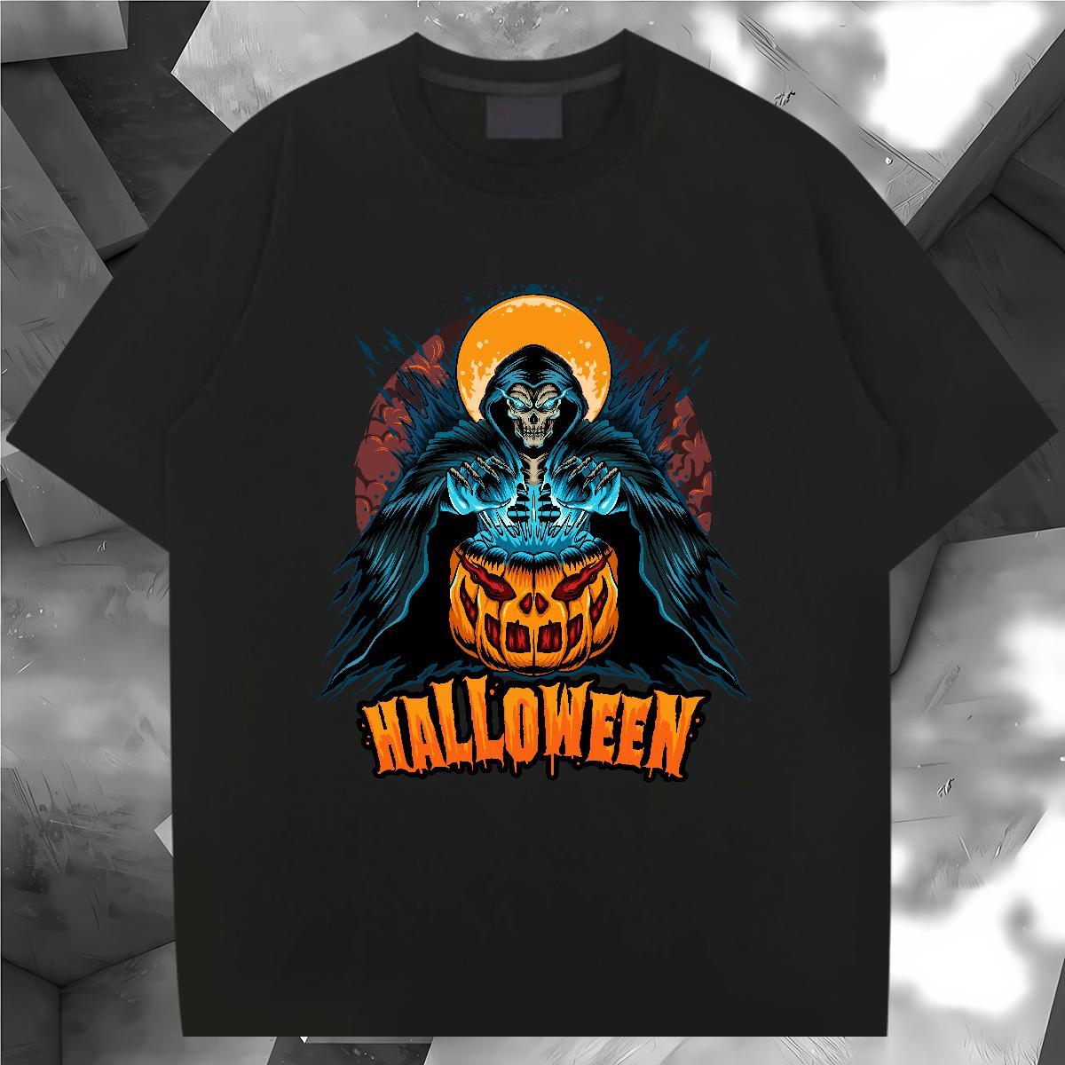 Popular T shirt pumpkin Short Sleeve Soft Street Casual Anime Print 230g 100% Cotton Tshirt for Man Woman Customized Tops Shirt